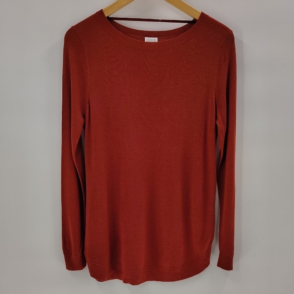 CUPIO Rust Pullover Sweater Size Large Rounded Bottom Long Sleeve Great For Fall